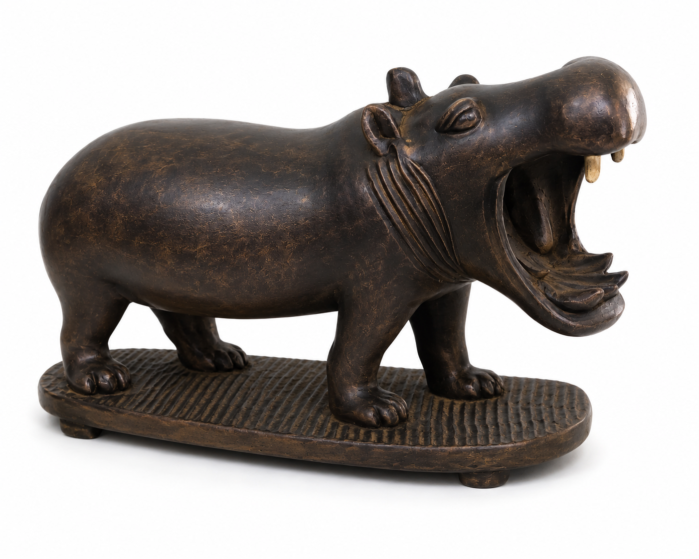 Hippopotame Sculpté en Bois