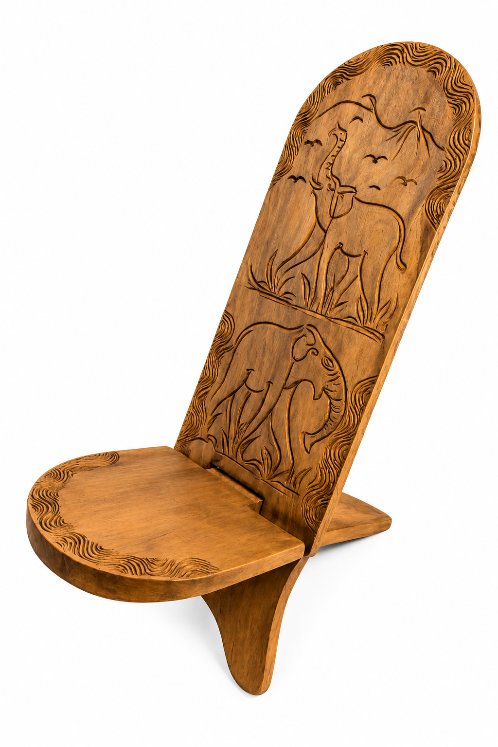 Chaise Pliable en Bois Sculpté